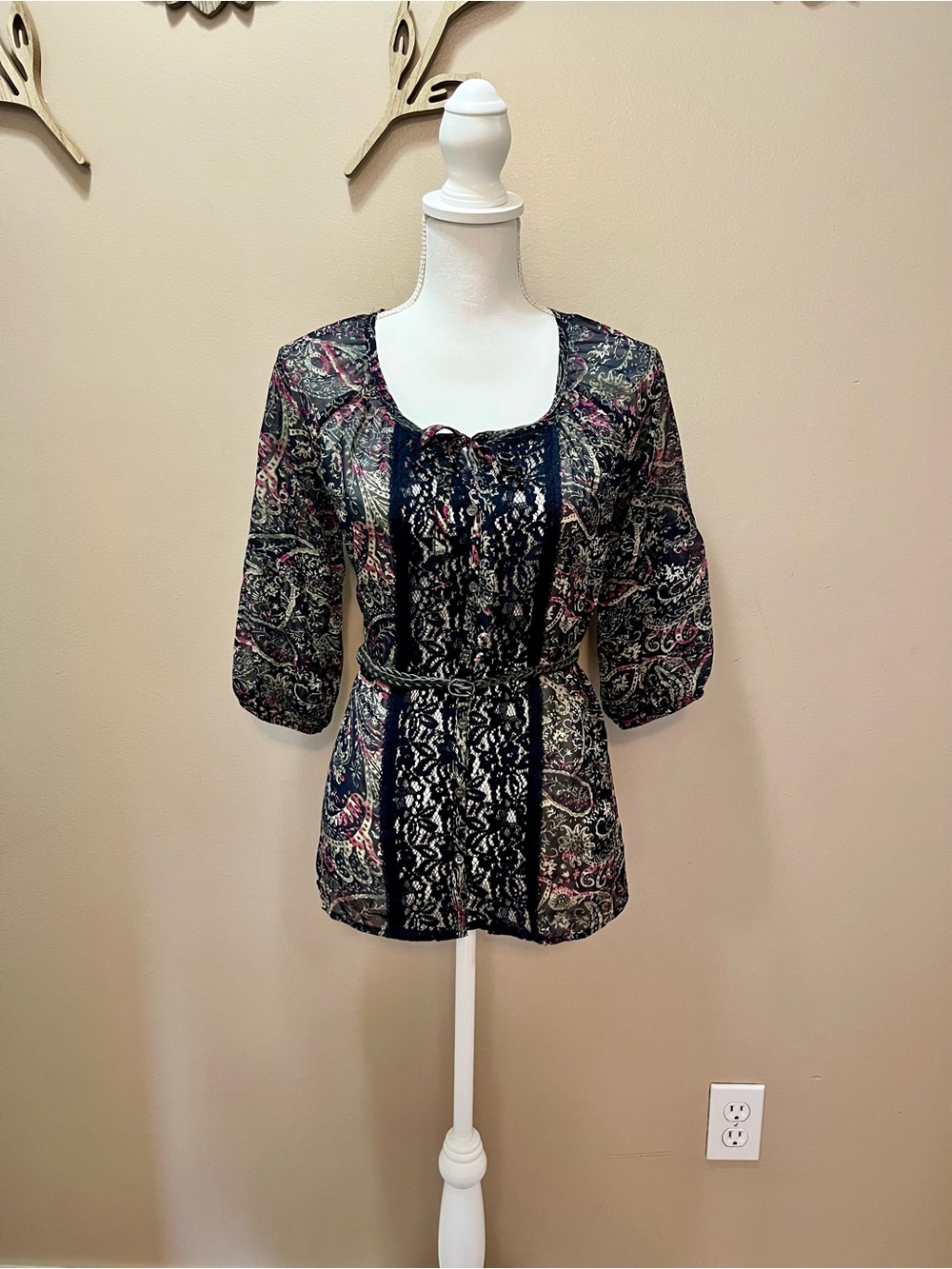 NWT Dolled Up by F.A.N.G Sheer Floral Whimsigoth Fairy Tunic Size Small